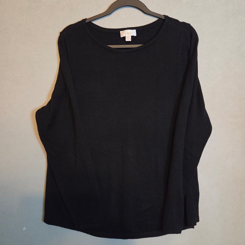 Kim Gravel black Long Sleeve knit scoop neck sweater size Large